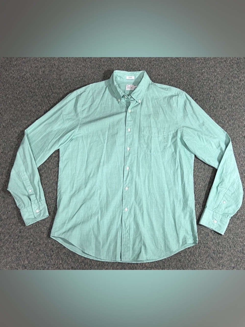 J.CREW Men's Long Sleeve Green Secret Wash Classic Button Down Shirt - Sz L